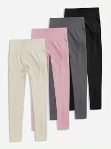 Leggings sportivi senza cuciture a vita alta con costine
