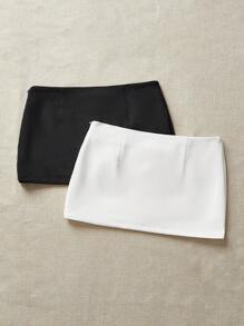 Comfortcana Two-Piece Set Mini Skirt, Minimalist, Fashion, Casual, Solid Color