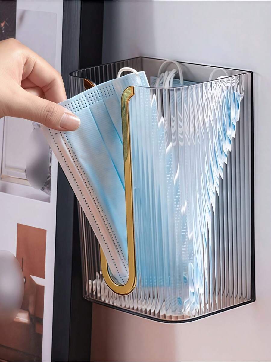 1pc High-End Towel Box Wall Mount Storage Box Paper Holder For Face Towel Or Tissue, No Drilling Required, Suitable For Kitchen & Bathroom Home Bathroom Decor Bathroom Organizer Summer - White - View 1