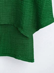 Plus Size Women's Plus Size Drop Shoulder Long Sleeve Loose Casual Shirt - Green - View 6
