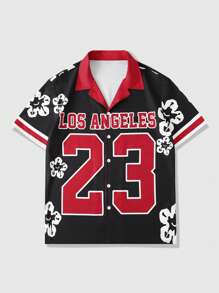 ROMWE MEN Prep 2pcs Men's Jersey Summer Holiday Style Shirt Set