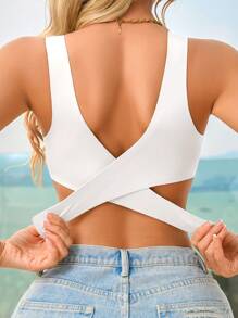 NudeFit 1 pieza Sujetador bandeau sin acolchado, elegante, transpirable y cómodo con espalda cruzada para mujer