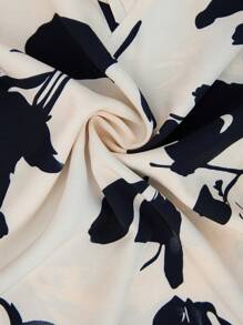 EMERY ROSE Women Regular V-Neck Split Sleeve Printed Blouse - Apricot - View 8