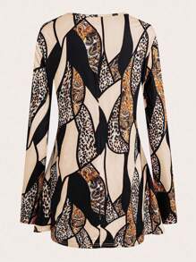 EMERY ROSE 2pcs/Set Women's Fuzzy Long Sleeve A-Line T-Shirt & Leggings, Random Prints, Autumn/Winter' Fall Cloth For Women - Multicolor - View 2