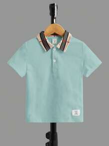 SHEIN Jungen gestreiftes Poloshirt mit Kurzarm für den Alltag