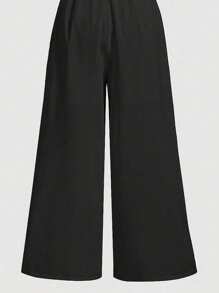 SHEIN ChillGRL Tween Girls Summer Open Shoulder Jumpsuit, Fashion Style - Black - View 3