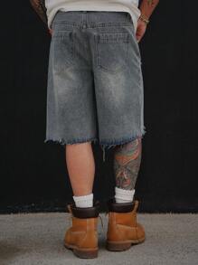 DAZY Washed Blue Ripped Denim Shorts For Men, Summer - Blue - View 2