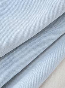 SHEIN Teen Girl Spring Summer Break Boho Light Blue Low Waist Denim Ripped Shorts With Raw Hem, Summer Beach Concert Rave Festival