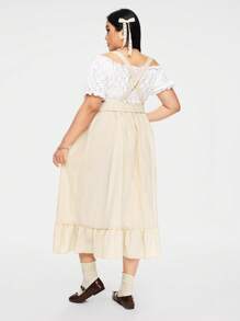 ROMWE Fairycore Women's Pastoral Style Deer Embroidered Apron, Spring/Summer - Green - View 10