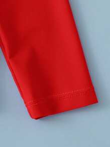 SHEIN Baby Girl Floral Print Long Sleeve Half-Zip Front Casual Beach Romper With Matching Hat - Red - View 3