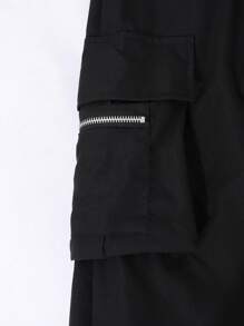 SHEIN Boy & Teenage Boys' Street Style Cargo Pants, Suitable For Cool Boys, Woven Fabric - Black - View 4