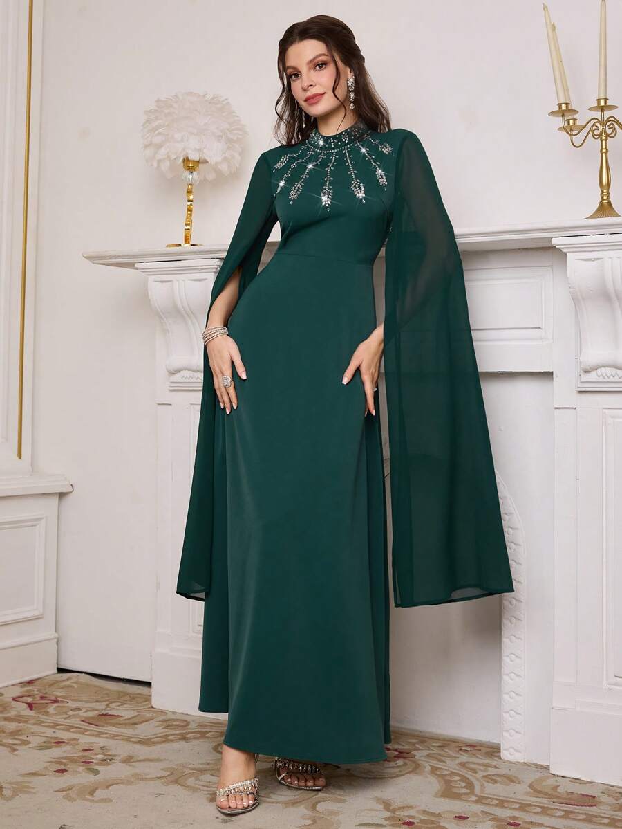 Al Najma Women's Simple Arabic Style Casual Dress, Suitable For Daily Wear - Green - View 1