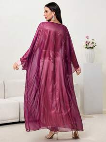 Modelyn Vestito a trapezio lungo e ampio da donna, elegante, a maniche lunghe