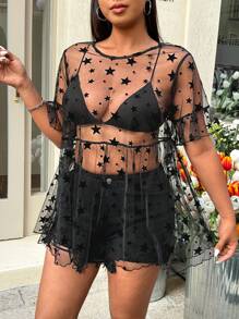 SHEIN EZwear Bluzka typu pullover z nadrukiem w gwiazdki w dużym rozmiarze