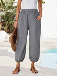 EMERY ROSE 女士节日休闲纯色灯笼裤