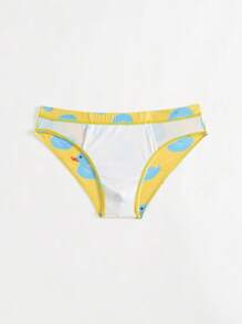 Manfinity KASUA Men's Fashion Vacation Beach Duck Graphic Swim Triangle Trunks - Yellow - View 5