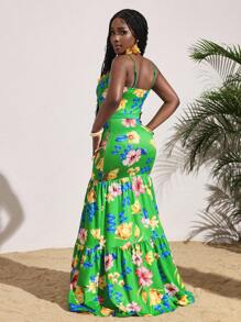 Slaydiva 夏日度假花卉印花连衣裙，休闲时尚，适合日常穿着 - 彩色 - 查看 3