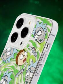 Rick and Morty X SHEIN Cartoon Print Fashionable Mobile Phone Case, Compatible With Iphone - Clear - View 5