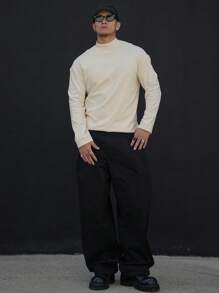 DAZY Áo thun nam cổ tròn tay dài màu trơn thường ngày, mùa xuân/hè - trắng - Xem 5