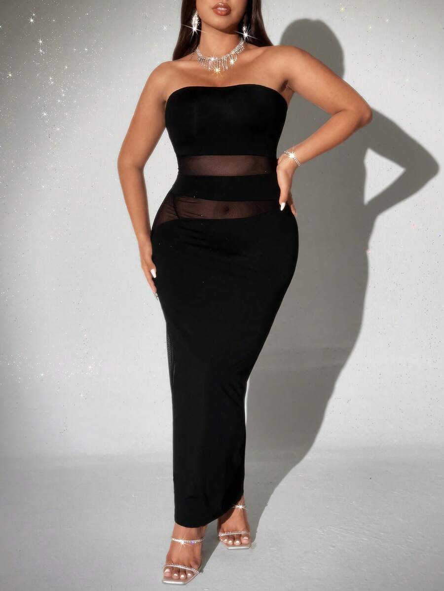 Viva Relle Vestido casual diario sin tirantes de talla grande y sencillo