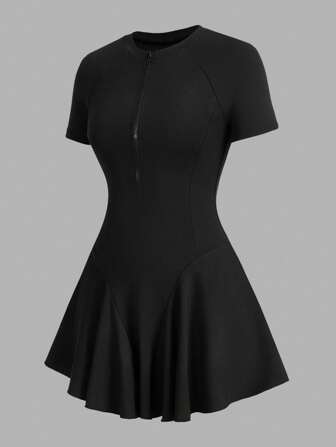 CourtClass Women's Casual Plain Color Sports Dress, Minimalist And Fashionable For Everyday Wear Athletic Dress
