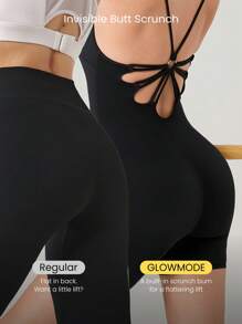 GLOWMODE 6 英寸 FeatherFit™-Air Break A Sweat Insta-Cinch 收腹提臀露背连体衣连身裤低冲击瑜伽日常可拆卸罩杯