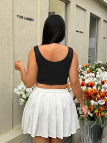 SHEIN EZwear 大码白色蕾丝撞色吊带背心 - 黑與白 - 查看 2