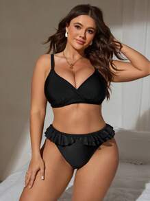 Swim SXY 大码女式荷叶边休闲度假泳裤