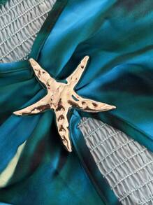 Sunnyshic Plus Size Women's Charming Print Front Twist Hollow-Out High Slit Dress, Vacation Vibe