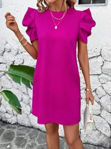 SHEIN Clasi Women's Casual Elegant Commuting Short Leg-Of-Mutton Sleeve Solid Color A-Line Dress Summer Summer Outfits For Women Boho Women Clothing Graduation Dress Easter Dress Women