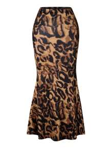 INAWLY 女士优雅鱼尾豹纹长裙，春夏 - 彩色 - 查看 3