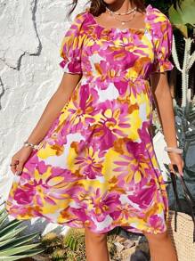 SHEIN Maternity Casual Short Sleeve Dress, Minimalist & Stylish For Daily Wear - Pink - View 3