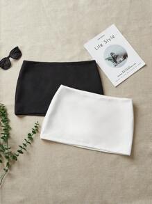 Comfortcana Two-Piece Set Mini Skirt, Minimalist, Fashion, Casual, Solid Color