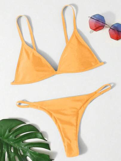 Swim Mod 女士纯色性感比基尼泳装套装