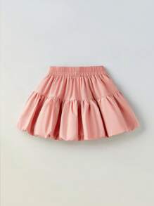 Maija Kids Maija Kids Falda de diseño de burbuja 3D estilo minimalista de remiendo para niña joven, de primavera y verano, con moño decorativo, corte evasé, elegante y casual para salidas, hogar, escuela, versátil, diseño combina con todo - Rosa vieja - Ver 8