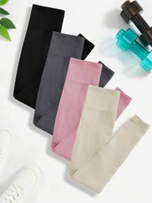 Leggings sportivi senza cuciture a vita alta con costine