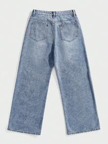 Forever 21 Men's Casual Washed Loose Wide Leg Jeans - Light Wash - View 2