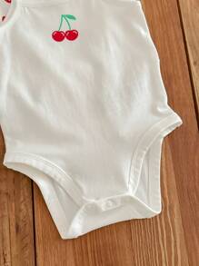 SHEIN LMoss Kids Baby Girl LMoss 3pcs/Set Casual Summer Knit Cartoon Pattern Camisole, Open Crotch Bodysuit Graphic - Multicolor - View 4