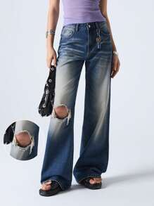 LYSMO Women's Casual Denim Jeans, Minimalist & Fashionable For Daily Wear - Blue - View 1