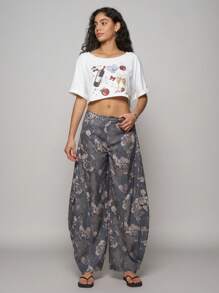 Easelle 花卉迷彩印花女式工装裤 - 彩色 - 查看 1