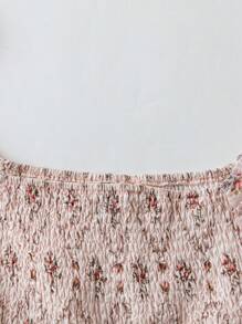 Flirla Plus Size Romantic Square Neck Waist Cinched A-Line Dress - Multicolor - View 5