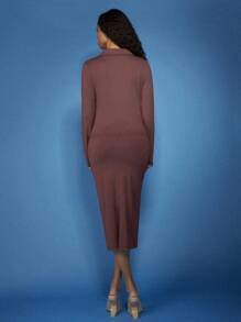 COSMINA 2pcs Women's Elegant Everyday Commuting Brown Outfit, Spring Outfit, Easter, Vacation, Beach ,Spring/Summer - Brown - View 2