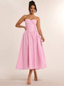SHEIN BAE Vestido de tubo sexy de color rosa temprano de verano, vestido de corset de manga larga y tutú elegante y simple, vestido de mujer simple, vestido de San Valentín, vestido de fiesta, vestido de cita romántica, vestido de dama de honor, vestido de graduación, vestido de uso diario, vestido de cumpleaños, vestido de vacaciones, elegante, ropa de playa para mujer / vestido de invitada de boda, vestido de graduación / atuendo de graduación, atuendo de brunch para mujeres, atuendo de concierto para mujeres / atuendo de festival / atuendo de concierto de country / atuendo de Ibiza / atuendo de Nashville, vacaciones, vacaciones, modesto, ropa de mujer para vacaciones tropicales, gyaru, verano / atuendos de verano / ropa de verano, atuendos de primavera para mujeres, vestido de cita nocturna, vestido corto de dama de honor, elegante vestido negro, primavera/verano, vestido de sol - Rosa - Ver 7