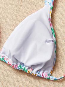 SHEIN MOD Colorful Floral Print Bikini Set With Brassiere Cup And Criss-Cross Backstrap, Fresh And Elegant, Bathing Suits For Women Boho, Beachwear Women Bikini Sets, Swim Suits For Women Women Bikini Sets,Beachwear ,Moda Praia,Gyaru,Floral Bikini Sets - Multicolor - View 3