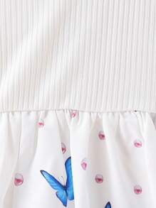 Baby Girl Elegant And Butterfly Patterned Asymmetric Camisole Dress Suitable For Vacation And Travel In Spring And Summer - Multicolor - View 5