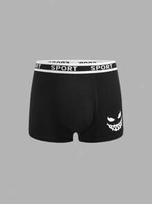 3pcs/Pack Teen Boy/Teen Boys Casual Elastic Waist Clown Face Print Boxer Briefs - Black - View 9
