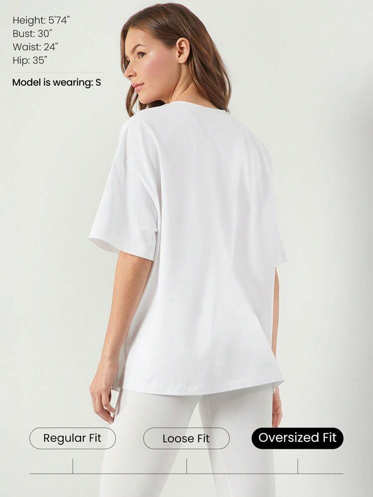 Pima Cotton Unisex Short Sleeve Round Neck Oversized Tee Daily Casual