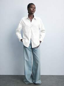 Maija New 2025 Autumn Urban Chic Elegant Holiday Party Vintage Daily Casual Women's Chestnut Rhinestone Embellishment Shirt, Suitable For Casual, Romantic Vacation, Outings, Gatherings, Weddings, Guests, Old Money Style, Valentine's Day, Music Festivals, Graduation, Business Casual - White - View 4