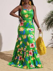 Slaydiva 夏日度假花卉印花连衣裙，休闲时尚，适合日常穿着 - 彩色 - 查看 6