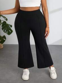 SHEIN PETITE CURVE 小码高腰黑色直筒裤 - 黑色 - 查看 6